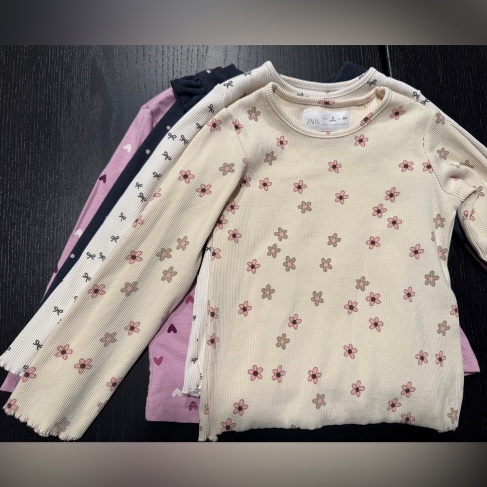 Bundle of four toddler girls long sleeve tees! Zara, Kendi, Cat& Jack